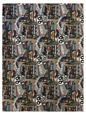 Route 66 Tapestry Throw Blanket Woven Jacquard Americana Road Trip Retro 69x52